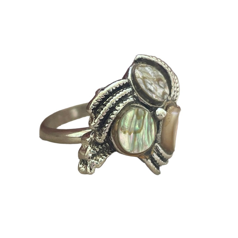 Vintage Abalone Shell Silver Ring - image 5